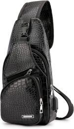 Men's Sling Bag Lightweight Waterproof Shoulder Crossbody Bag with USB Charging Port Brown